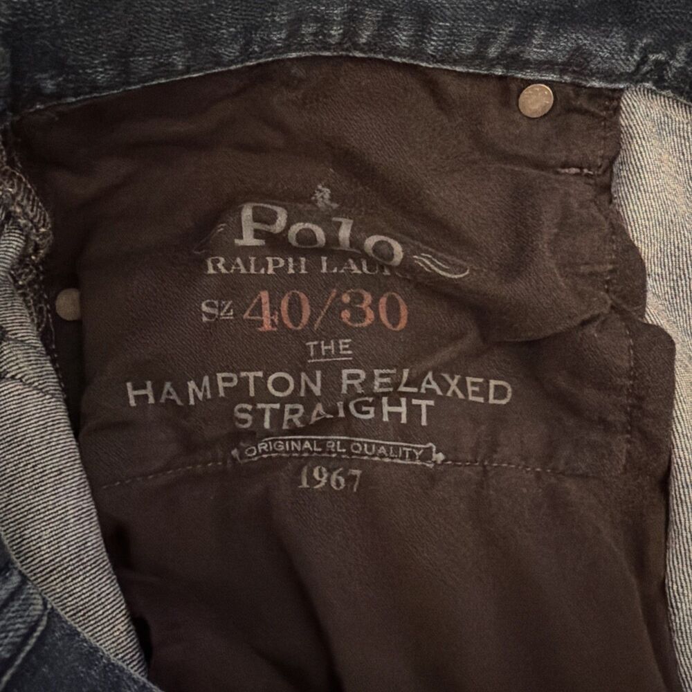 ~EUC~Polo Ralph Lauren Jeans Mens 40x30 Blue Hampton Relaxed Straight Denim - Picture 4 of 10